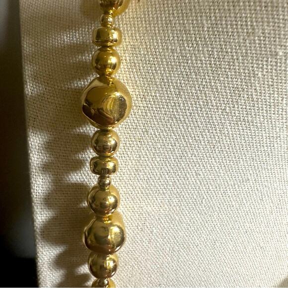 Karla Jordan Gold bead necklace Beaded Retro Vintage Preppy Single Strand - Picture 3 of 10